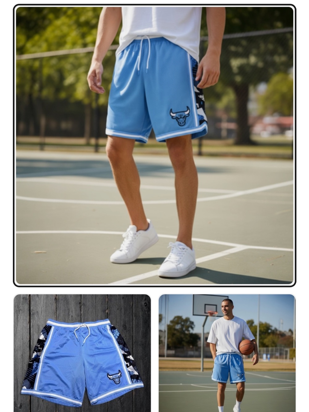 Chicago Bulls Blue Basketball Shorts Drawstring Bulls Logo NBA Size L